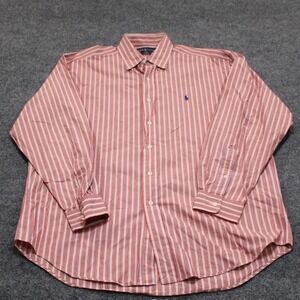 Ralph Lauren Blake Striped Button Down Shirt Men's L Orange Blue‎ White Cotton